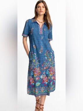 Johnny Was Henley Collared Dress
